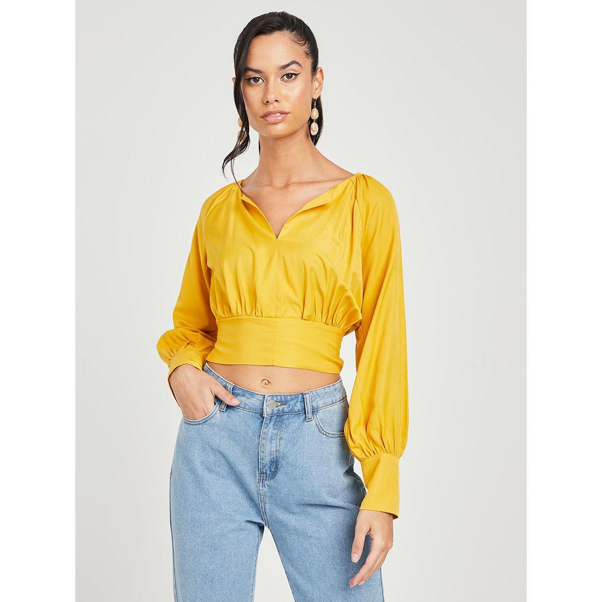 بلوزة قصيرة باكمام طويلة من ريد تايب-women-clothing-shirtsandblouses-blouses-image-1