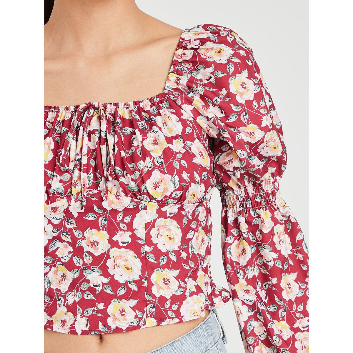 بلوزة قصيرة مطبعة بطبعة زهور من ريد تايب-women-clothing-shirtsandblouses-blouses-image-3
