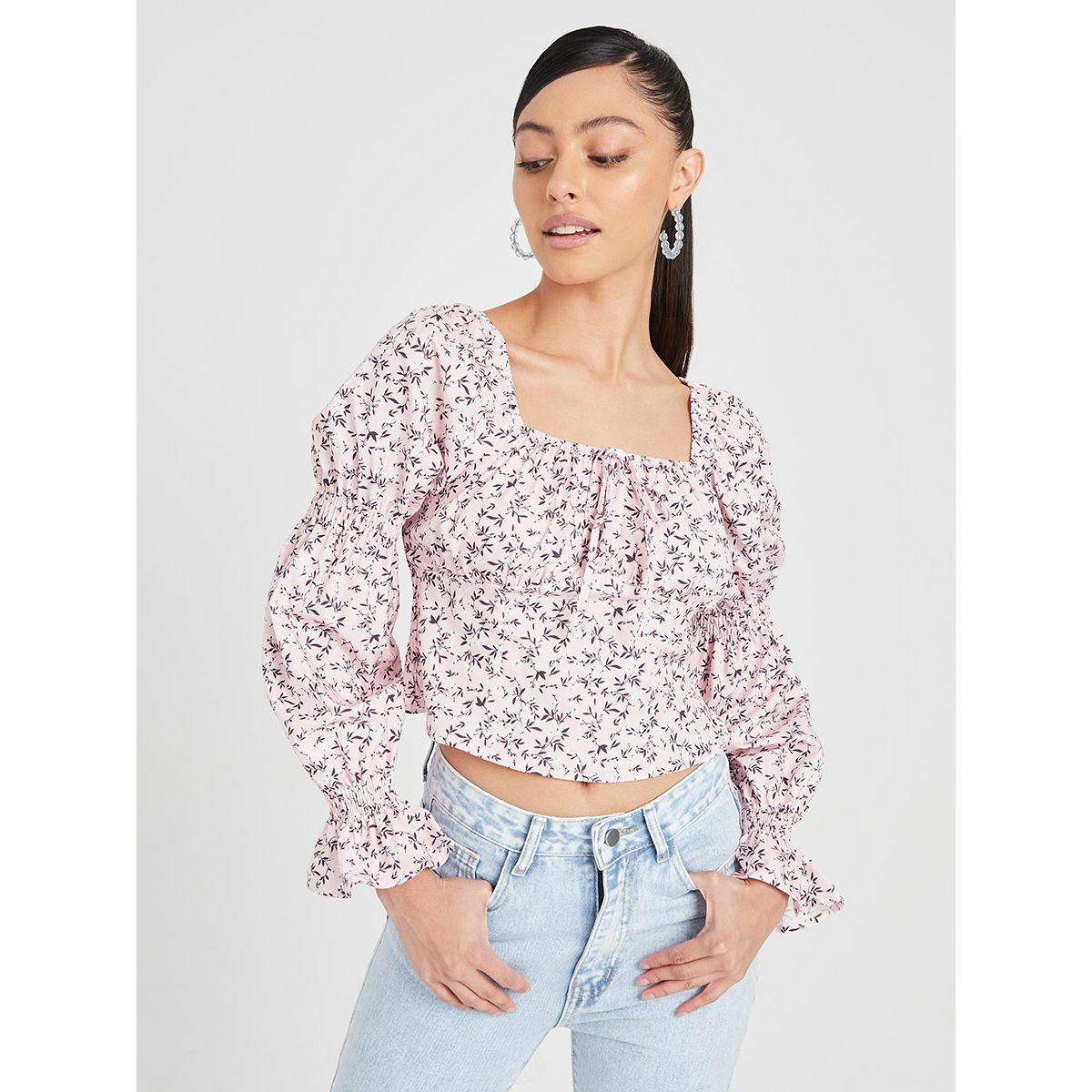 بلوزة قصيرة مطبعة بطبعة زهور من ريد تايب-women-clothing-shirtsandblouses-blouses-image-1