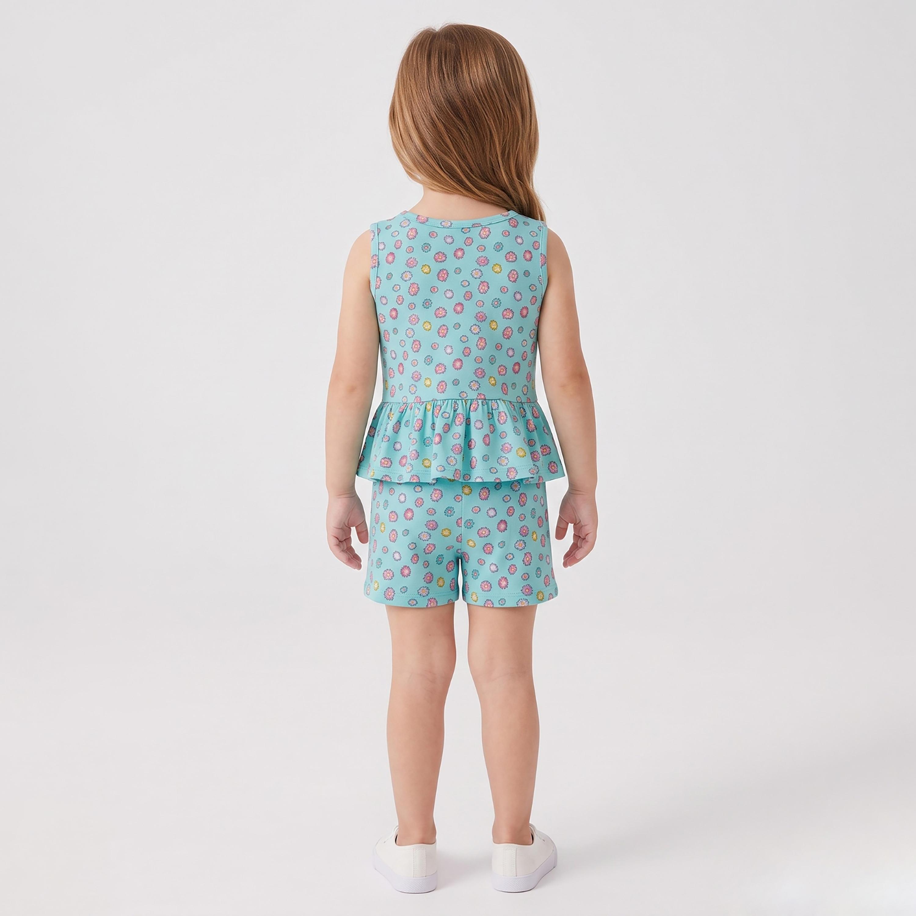 Babyqlo Floral Sleeveless Peplum Top & Shorts Set-baby-girls-clothing-setsandcoords-image-2