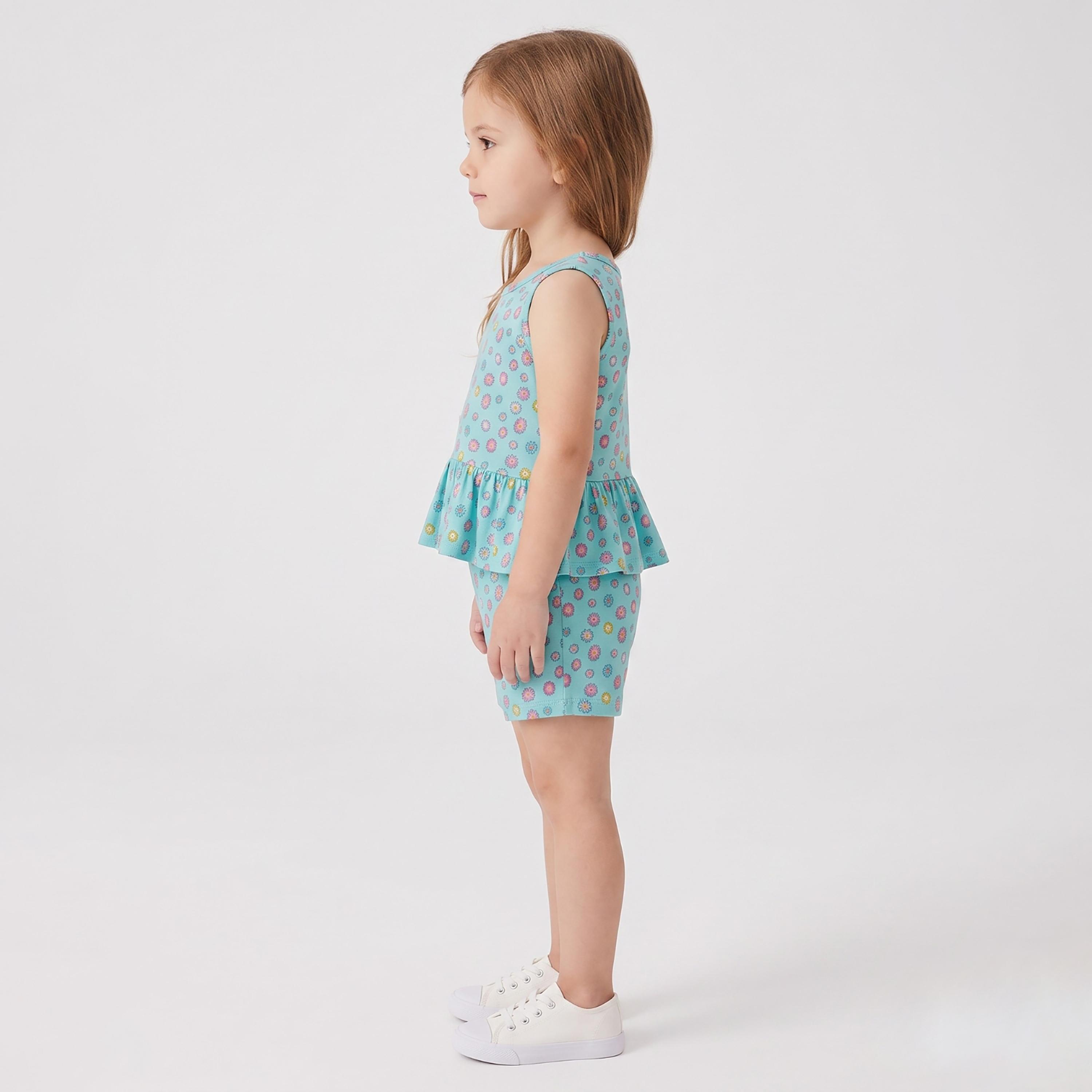 Babyqlo Floral Sleeveless Peplum Top & Shorts Set-baby-girls-clothing-setsandcoords-image-3