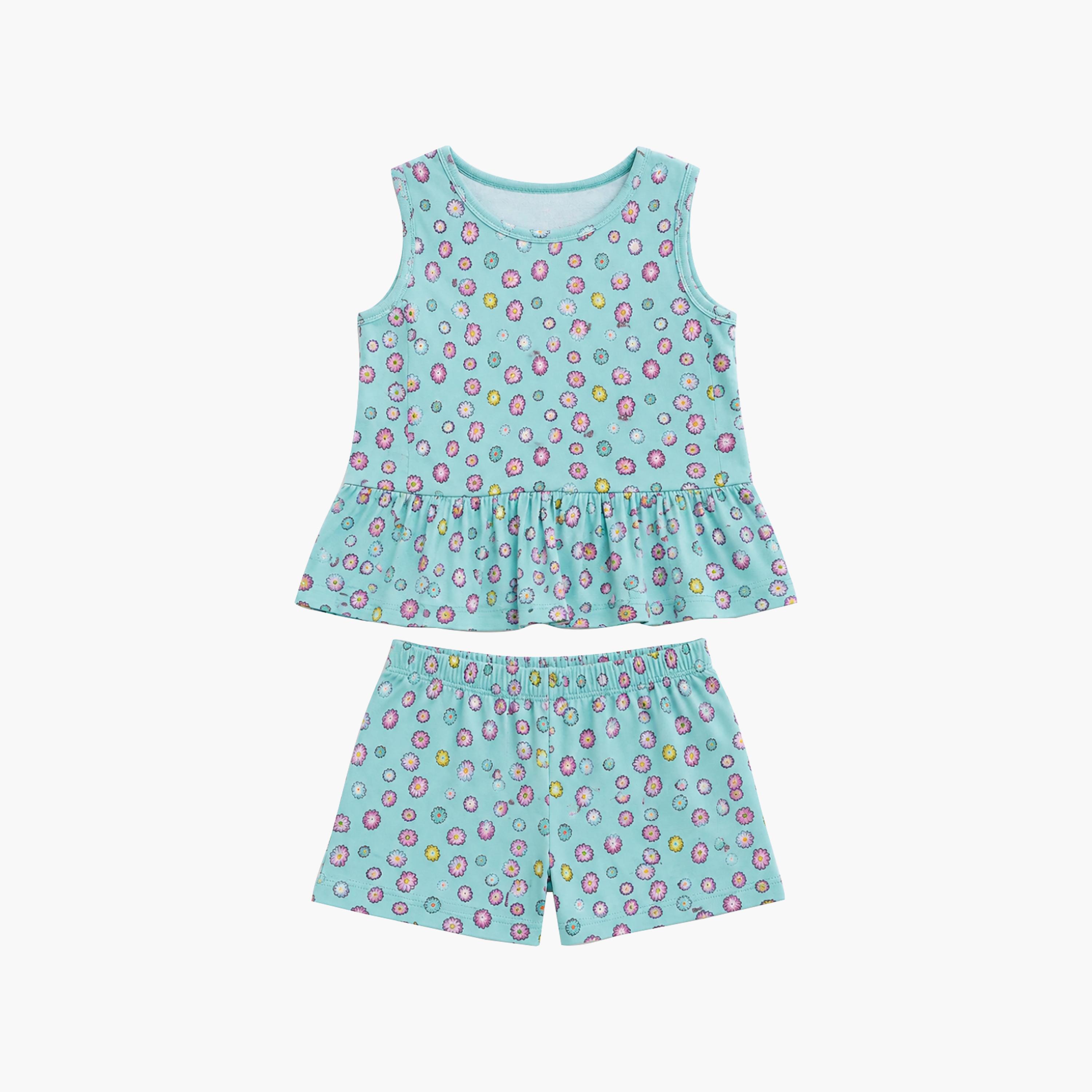 Babyqlo Floral Sleeveless Peplum Top & Shorts Set-baby-girls-clothing-setsandcoords-image-5