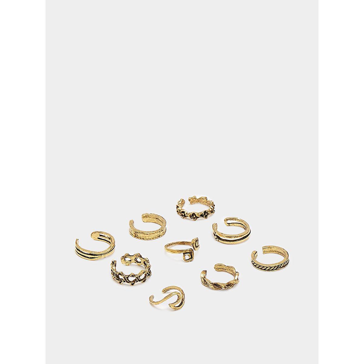 مجموعة من 9 خواتم قدم من ستايلي-women-watchesandjewellery-jewellery-rings-image-1