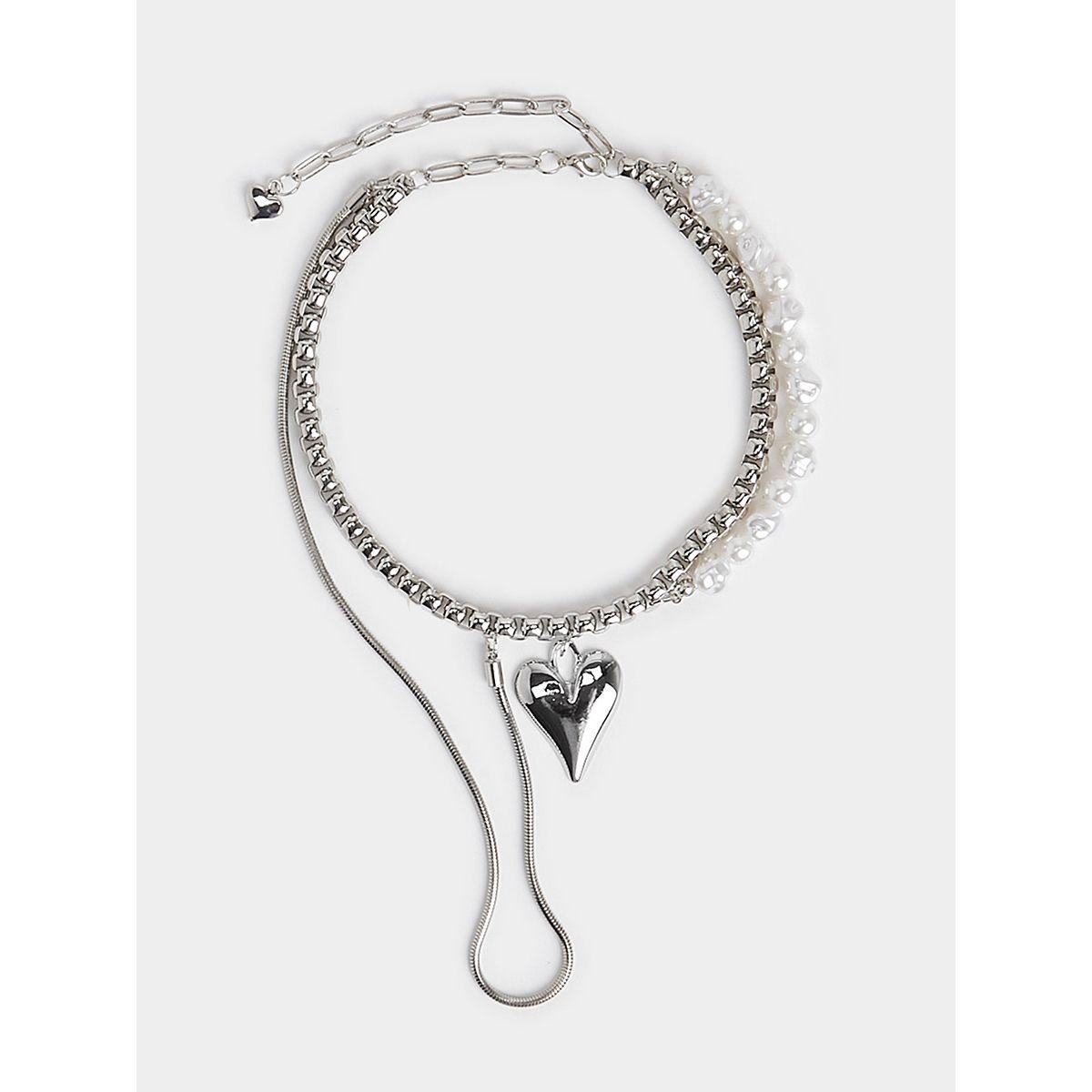 Styli Heart Pendant Necklace with Pearl Detail-women-watchesandjewellery-jewellery-necklacesandpendants-image-2
