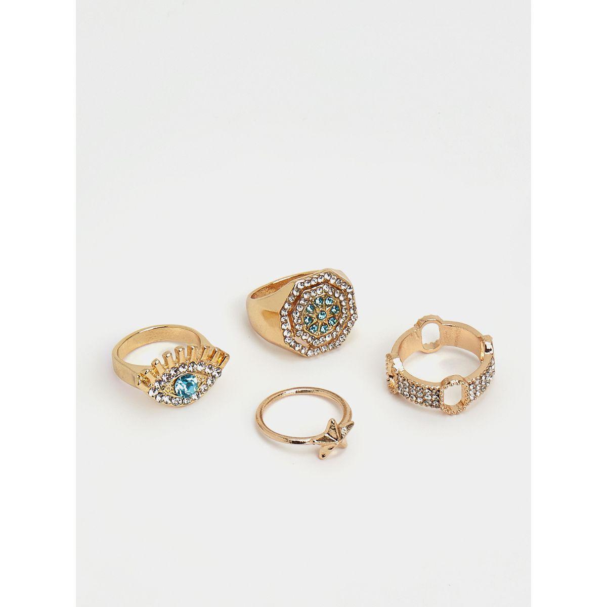 Styli Set of 4 - Embellished Ring with Cut-Out Detail-women-watchesandjewellery-jewellery-rings-image-1