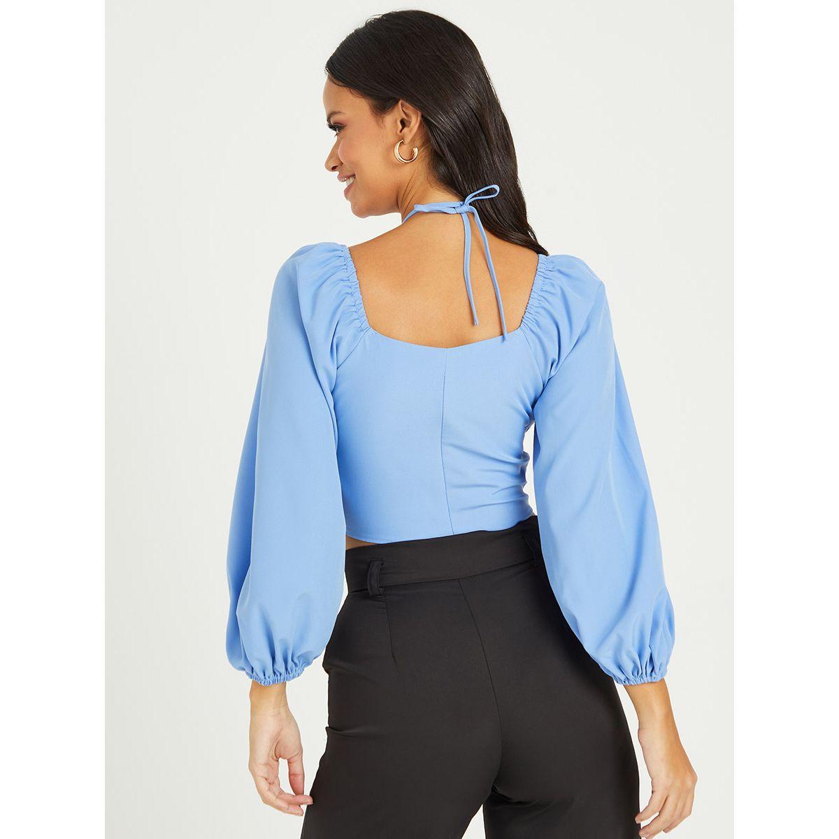Styli Balloon Sleeves Peasant Style Crop Blouse-women-clothing-shirtsandblouses-blouses-image-4
