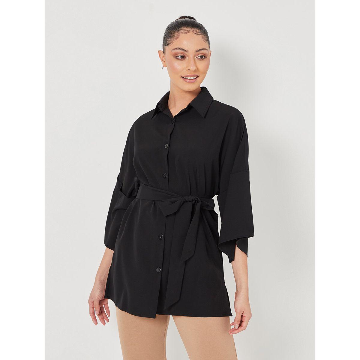 بلوزة طويلة برباط خصر-women-clothing-shirtsandblouses-shirts-image-1