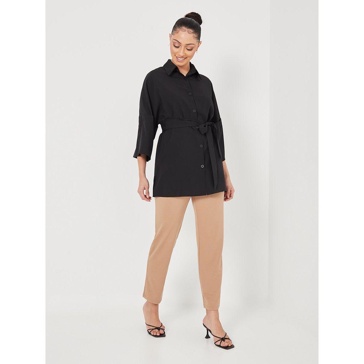 بلوزة طويلة برباط خصر-women-clothing-shirtsandblouses-shirts-image-2