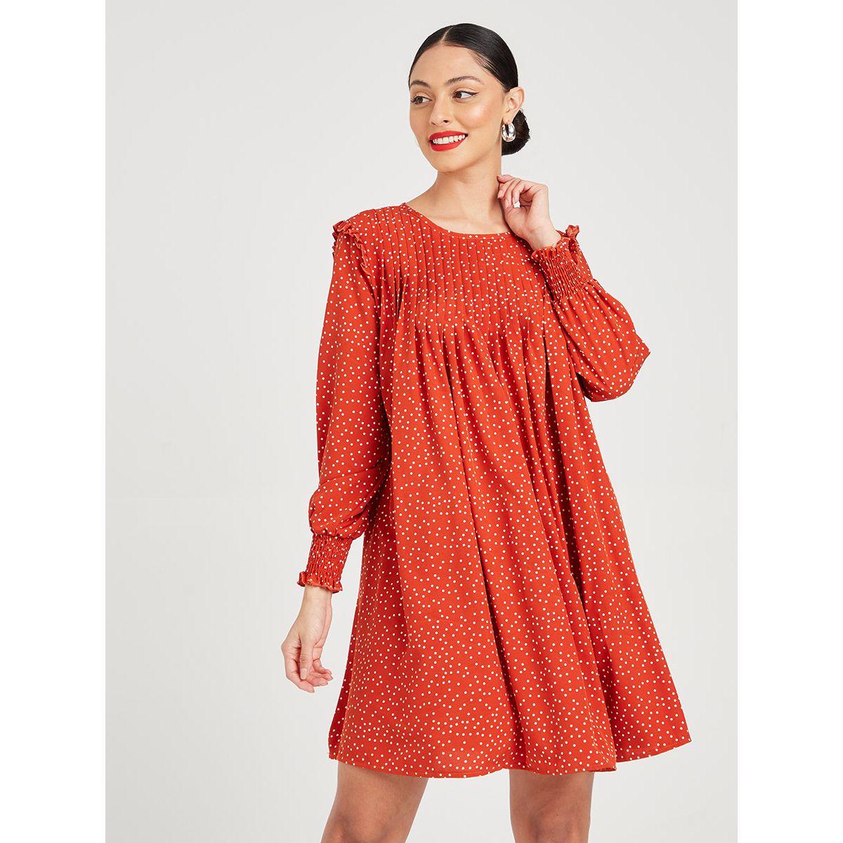 Styli Long Sleeves Polka Dot A-Line Mini Dress-women-clothing-dresses-image-1
