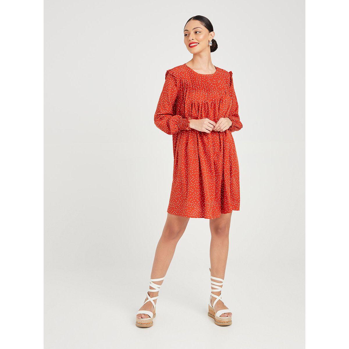 Styli Long Sleeves Polka Dot A-Line Mini Dress-women-clothing-dresses-image-2