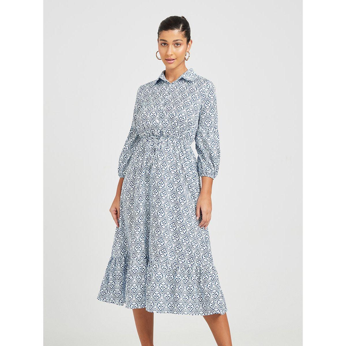 فستان ميدي بخصر مزموم من ريد تايب-women-clothing-dresses-image-1