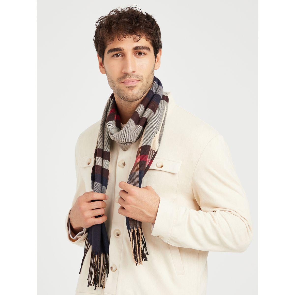 Styli Checked Long Woollen Scarf with Tassel Detail-women-winterwear-scarves-image-2