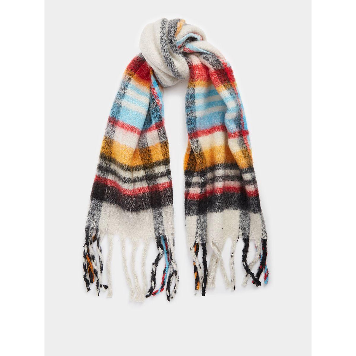 Styli Tassel Edge Checked Scarf-women-winterwear-scarves-image-1