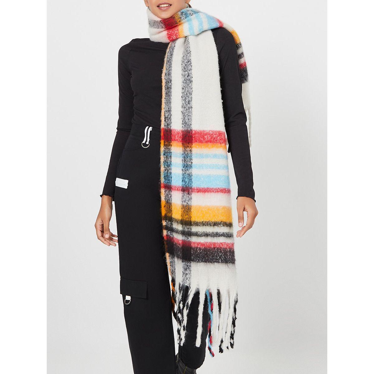 Styli Tassel Edge Checked Scarf-women-winterwear-scarves-image-2