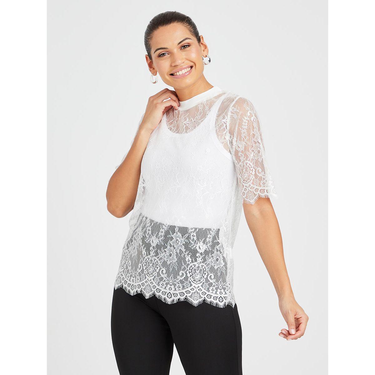 بلوزة مضلعة باكمام قصيرة من ريد تايب-women-clothing-shirtsandblouses-blouses-image-1