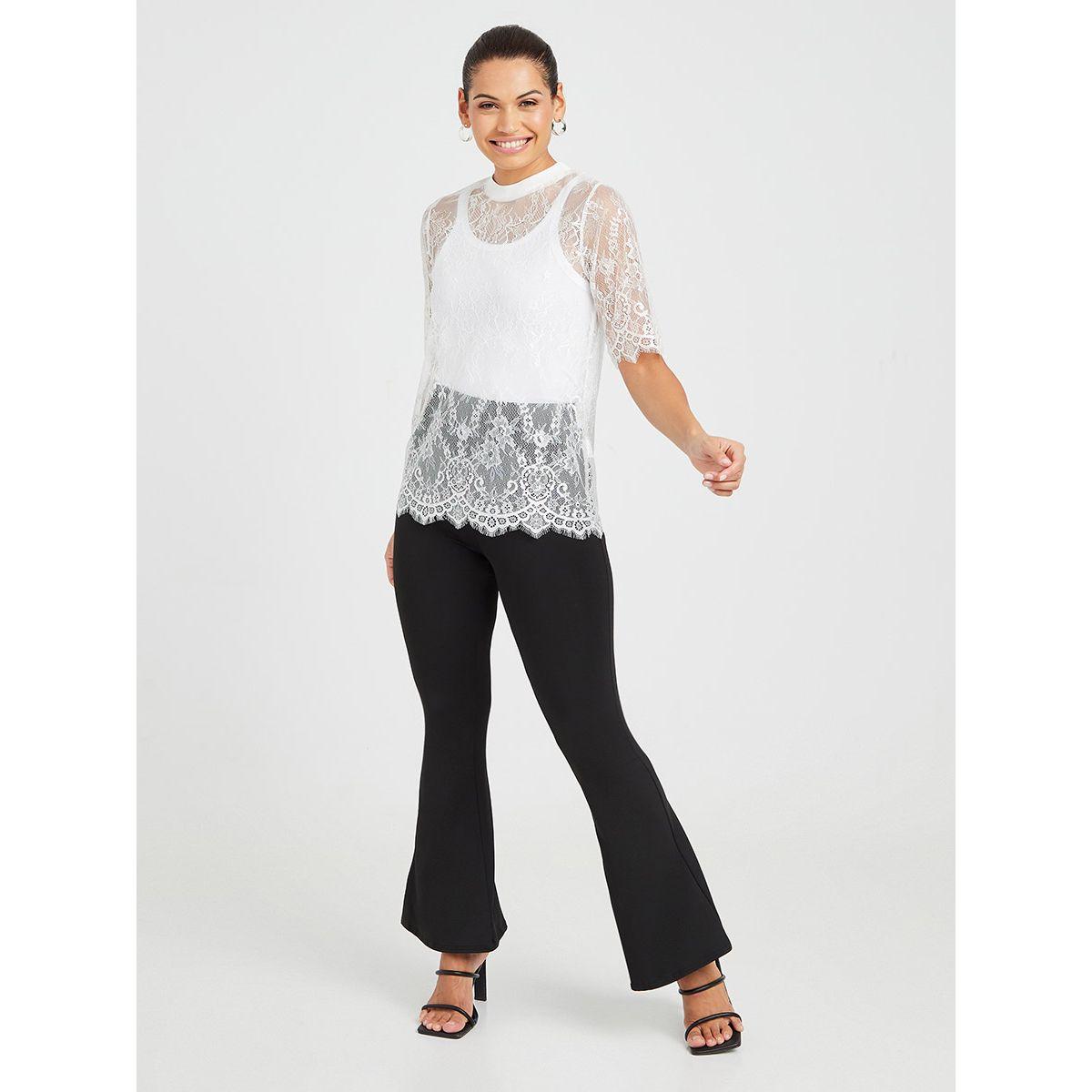 بلوزة مضلعة باكمام قصيرة من ريد تايب-women-clothing-shirtsandblouses-blouses-image-2