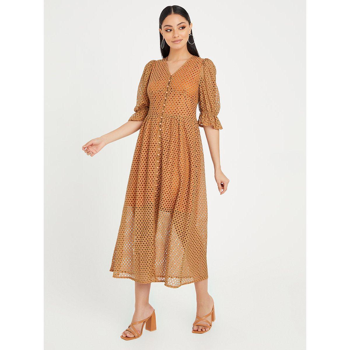 فستان ميدي بتفاصيل شبكية من ريد تايب-women-clothing-dresses-image-1