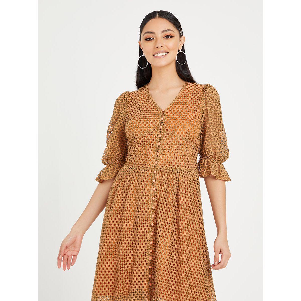 فستان ميدي بتفاصيل شبكية من ريد تايب-women-clothing-dresses-image-2
