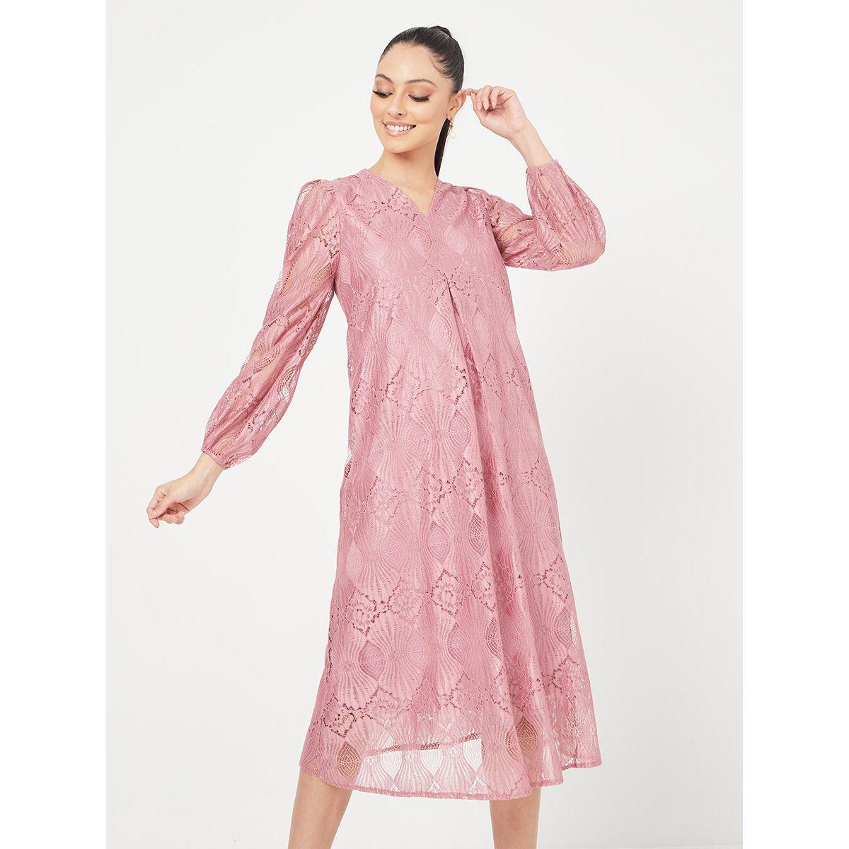 فستان ميدي بتداخلات دانتيل-women-clothing-dresses-image-1