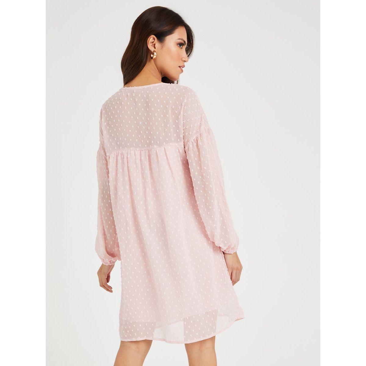 Styli Long Sleeves Dobby Shift Mini Dress-women-clothing-dresses-image-4