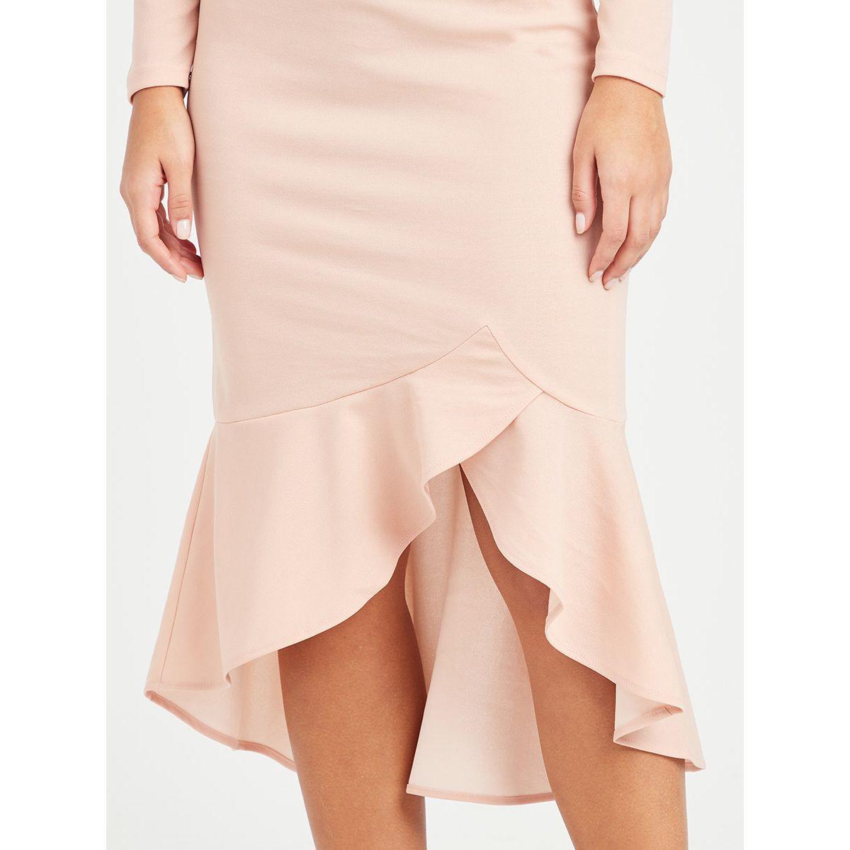 Styli Long Sleeves Ruffle Hem Detail Bodycon Midi Dress-women-clothing-dresses-image-3