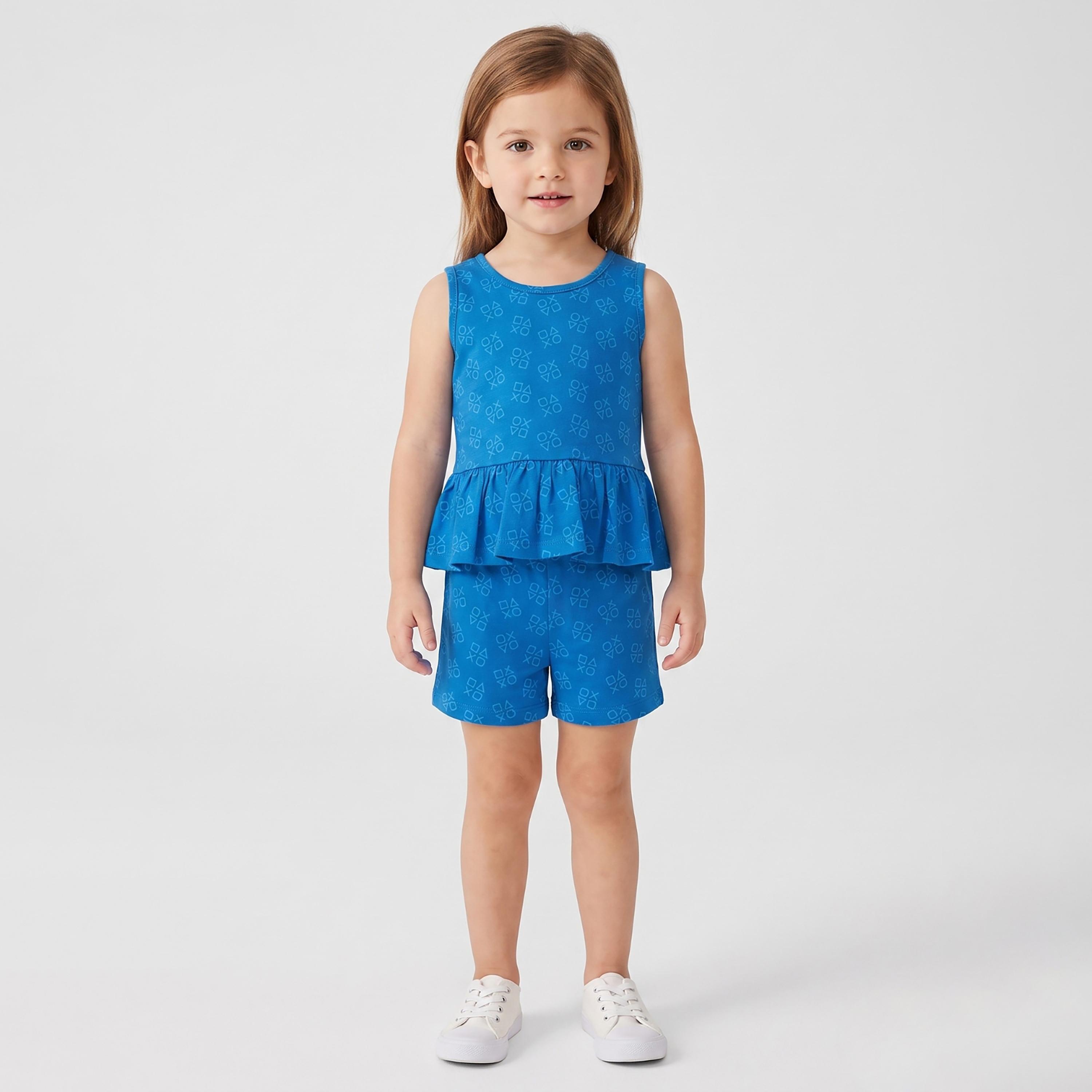 Babyqlo Printed Sleeveless Peplum Top & Shorts Set-baby-girls-clothing-setsandcoords-image-1