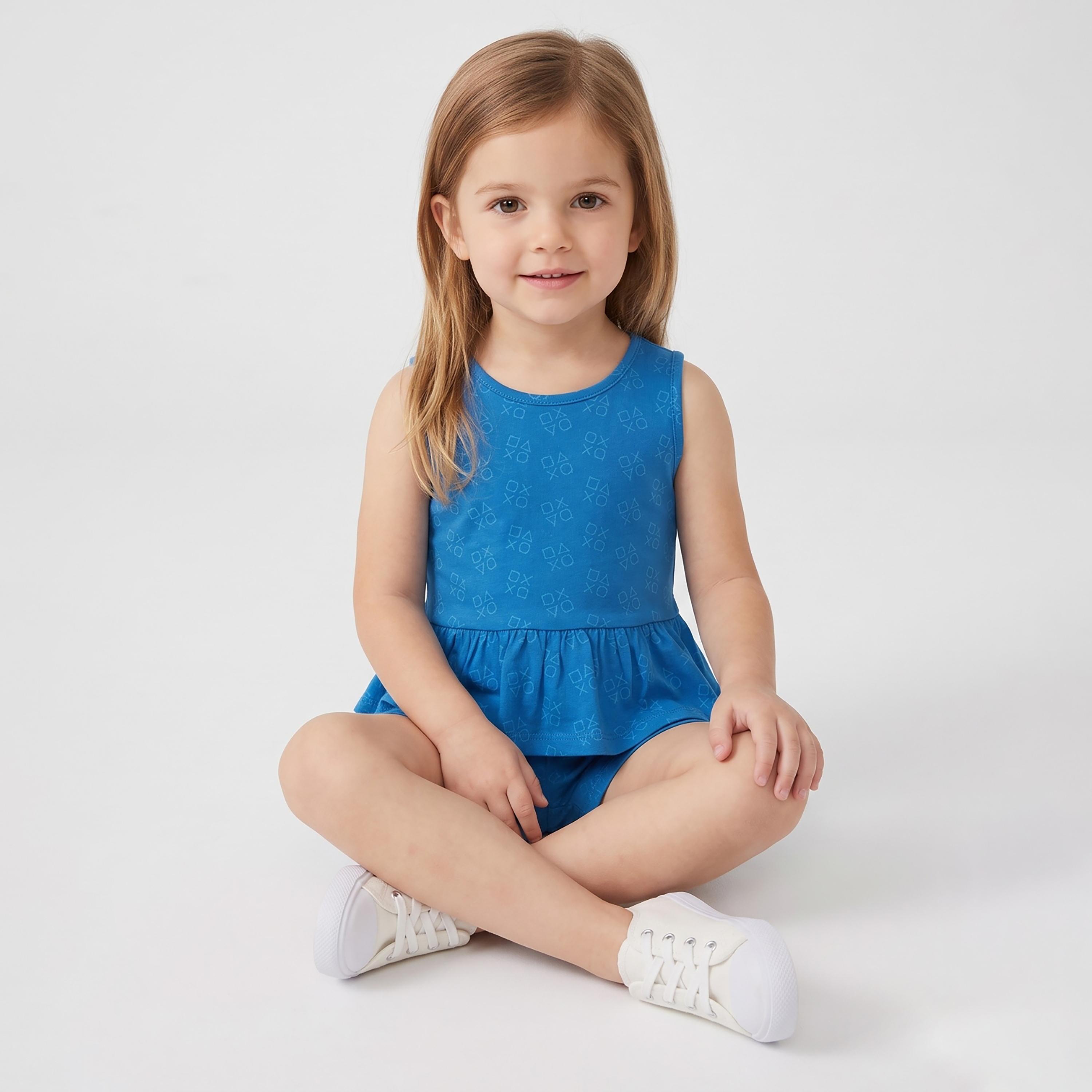 Babyqlo Printed Sleeveless Peplum Top & Shorts Set-baby-girls-clothing-setsandcoords-image-4