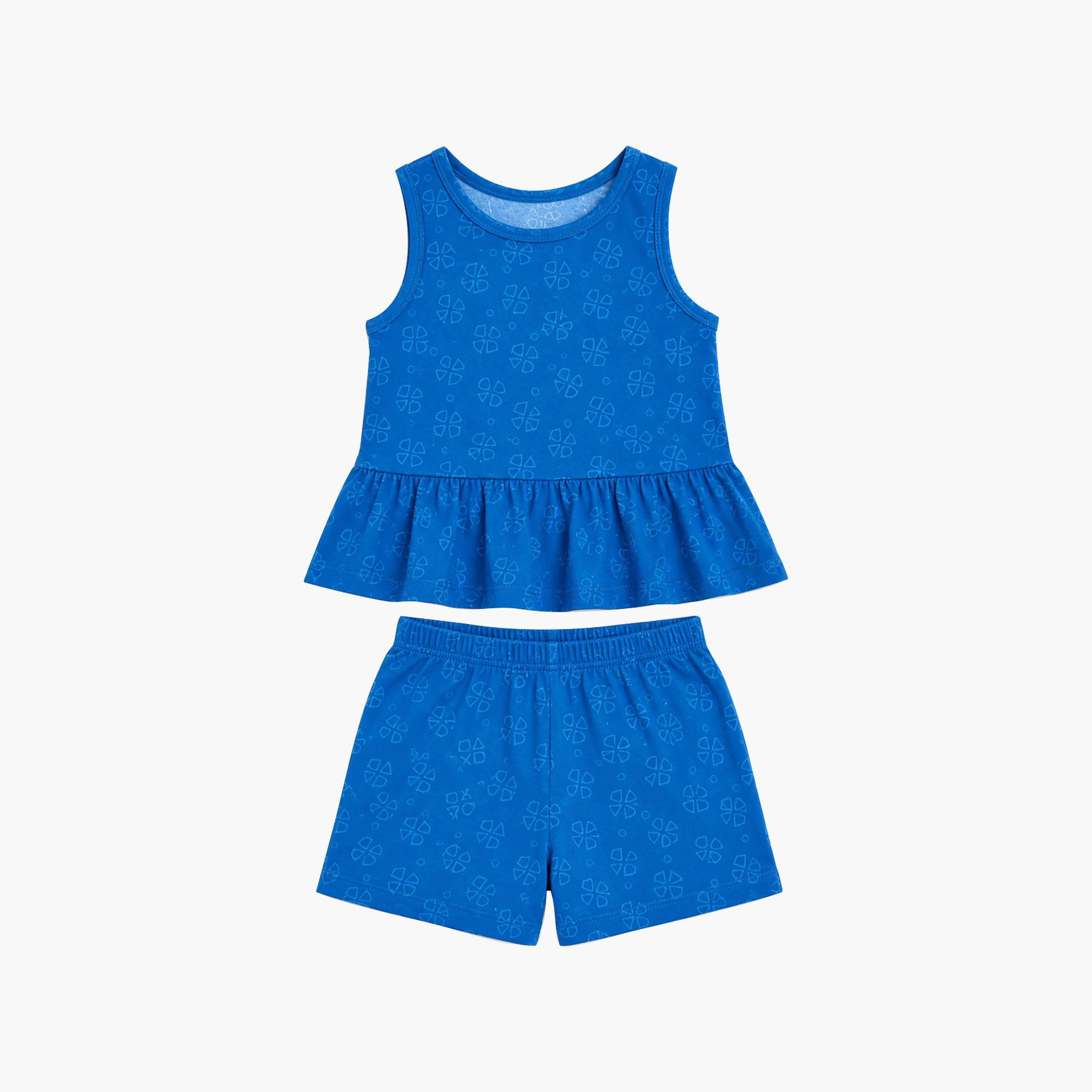 Babyqlo Printed Sleeveless Peplum Top & Shorts Set-baby-girls-clothing-setsandcoords-image-5