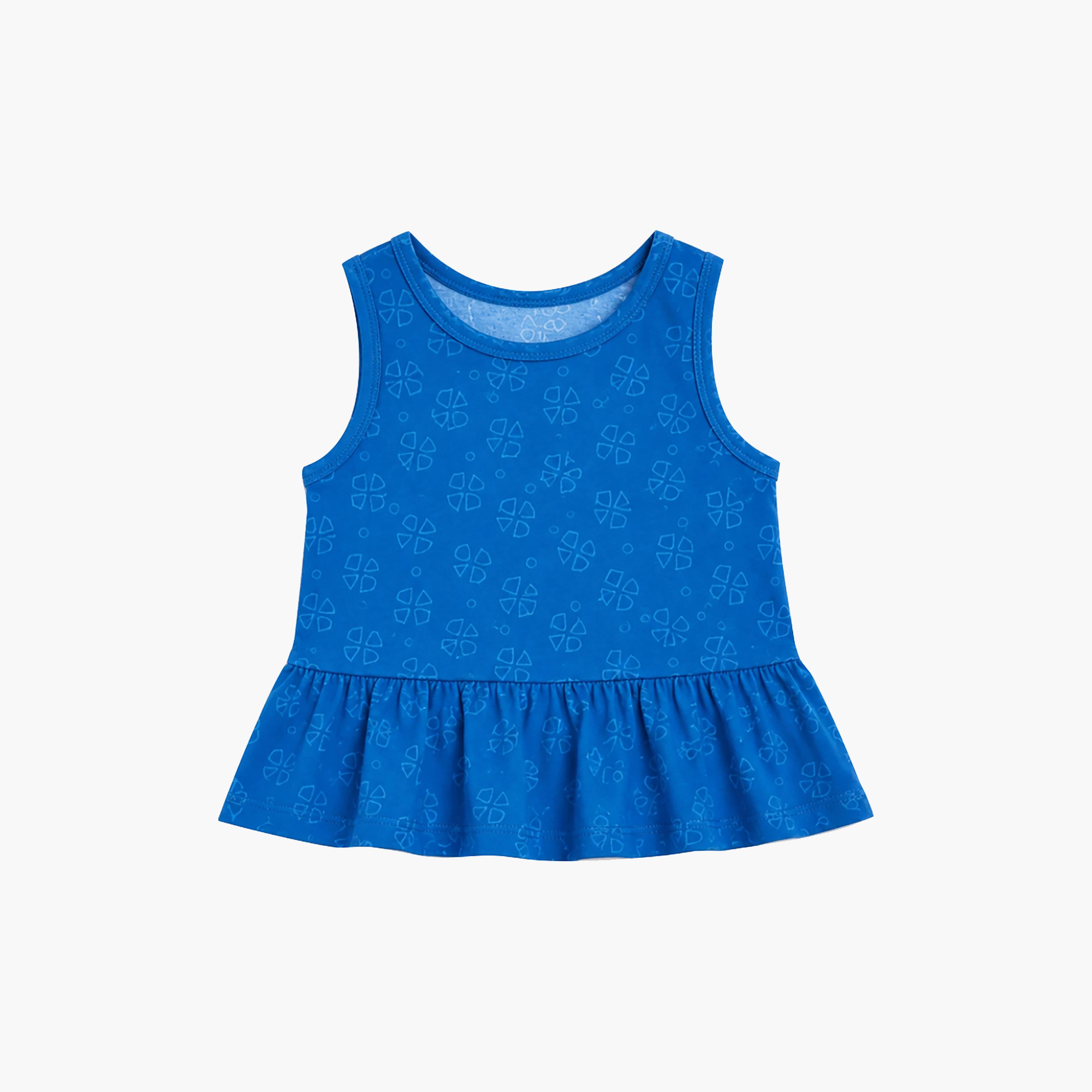 Babyqlo Printed Sleeveless Peplum Top & Shorts Set-baby-girls-clothing-setsandcoords-image-6