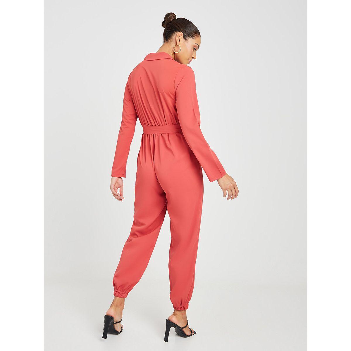 Styli Long Sleeves Cuffed Jumpsuit with Button and Tie Belt Closure-women-clothing-jumpsuits-image-4