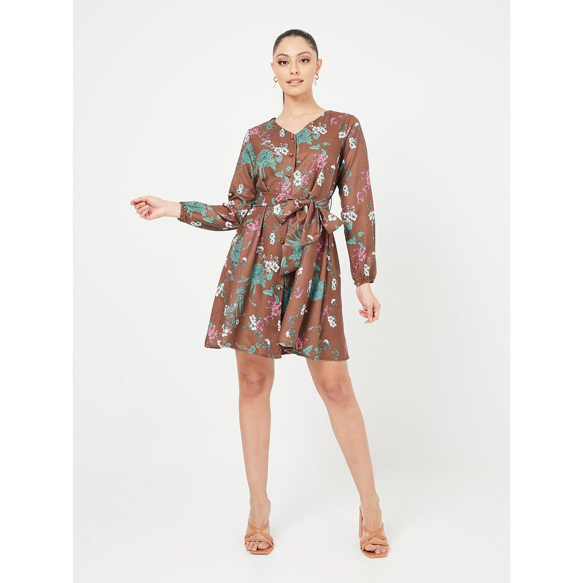 فستان قصير مطبع بزهور وأربطة من ريد تايب-women-clothing-dresses-image-2