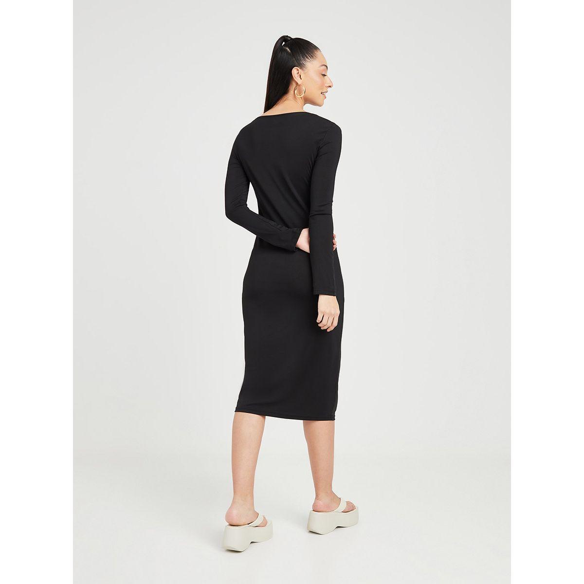Styli Long Sleeves Knit Bodycon Midi Dress with Button Detail-women-clothing-dresses-image-4