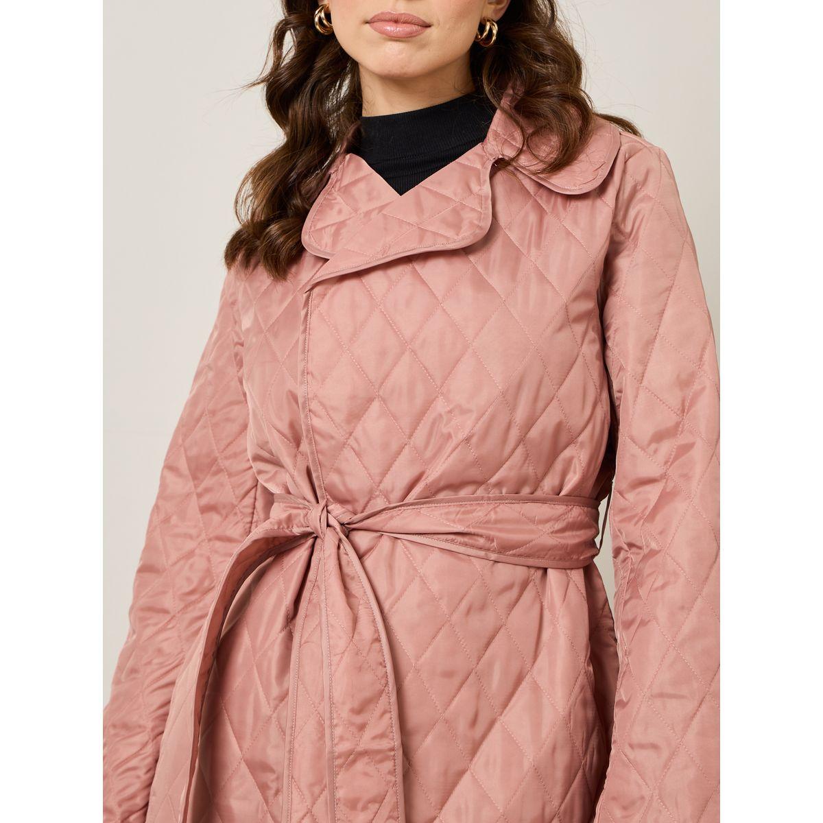 Styli Longline Quilted Coat with Self Belt-women-clothing-coatsandjackets-coats-image-4