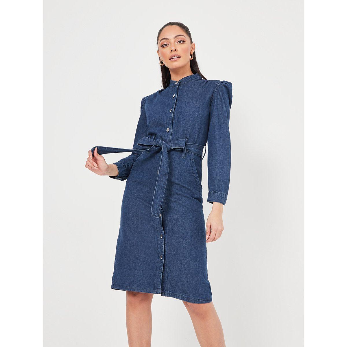 فستان دنيم باكمام منفوشة من ريد تايب-women-clothing-dresses-image-2