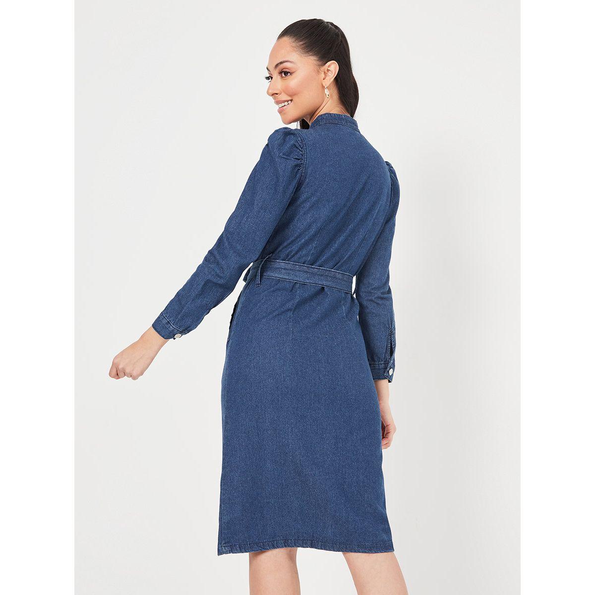 فستان دنيم باكمام منفوشة من ريد تايب-women-clothing-dresses-image-4