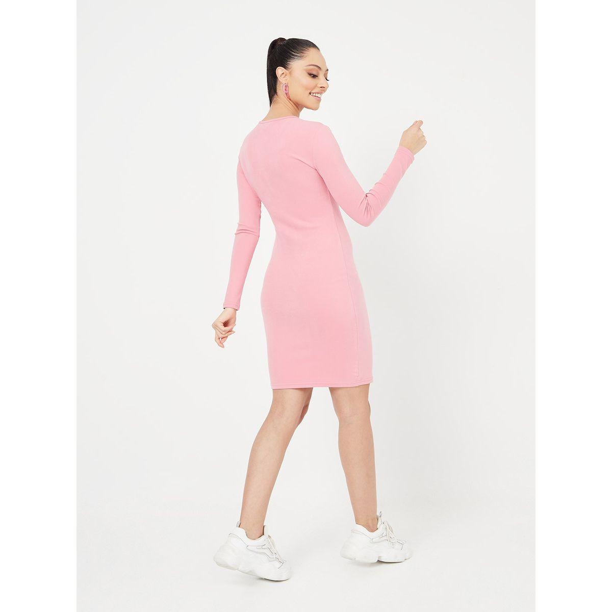 Styli Long Sleeves Round Neck Knitted Bodycon Mini Dress-women-clothing-dresses-image-4