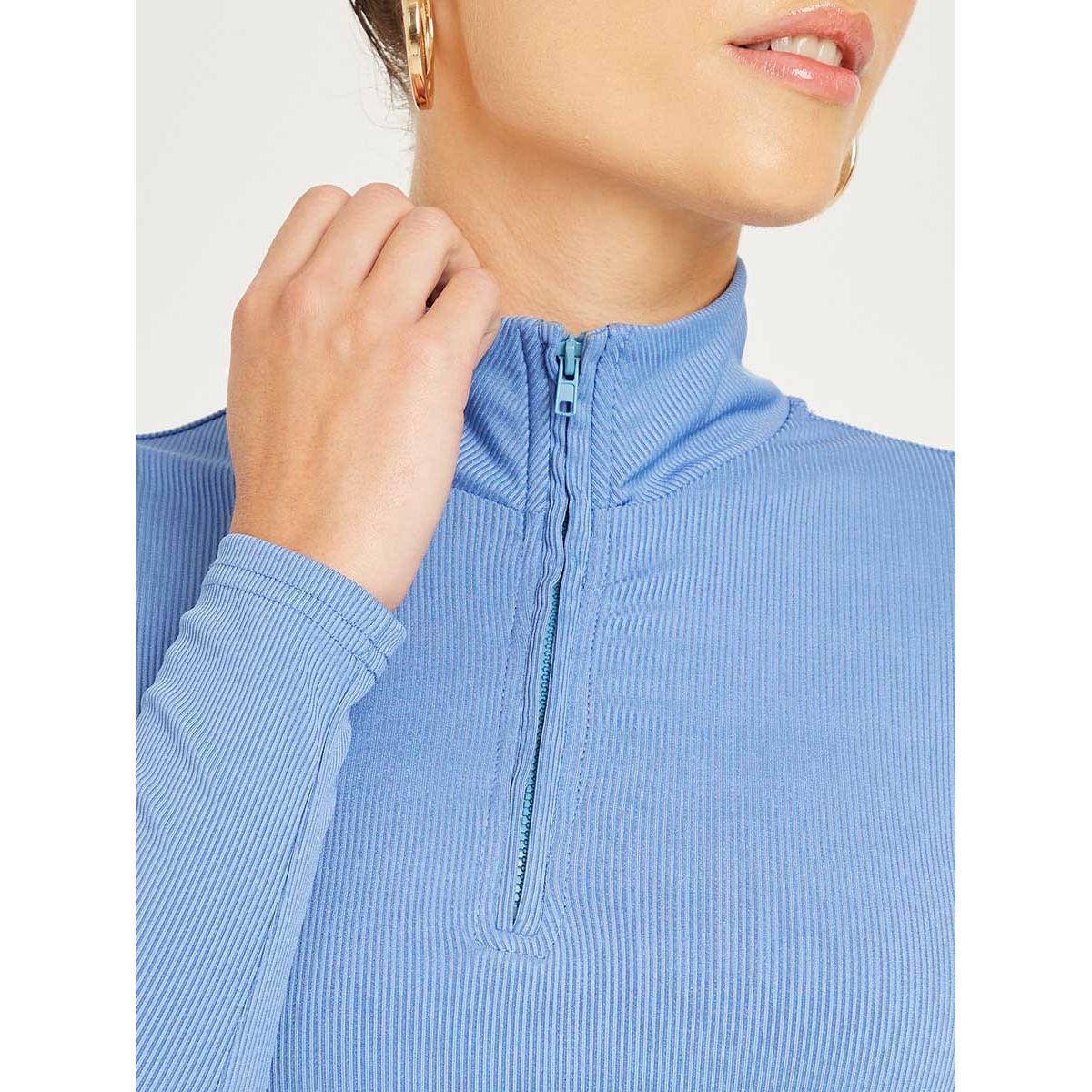 Styli Long Sleeves High Neck Ribbed Bodycon Knee Length Dress-women-clothing-dresses-image-3