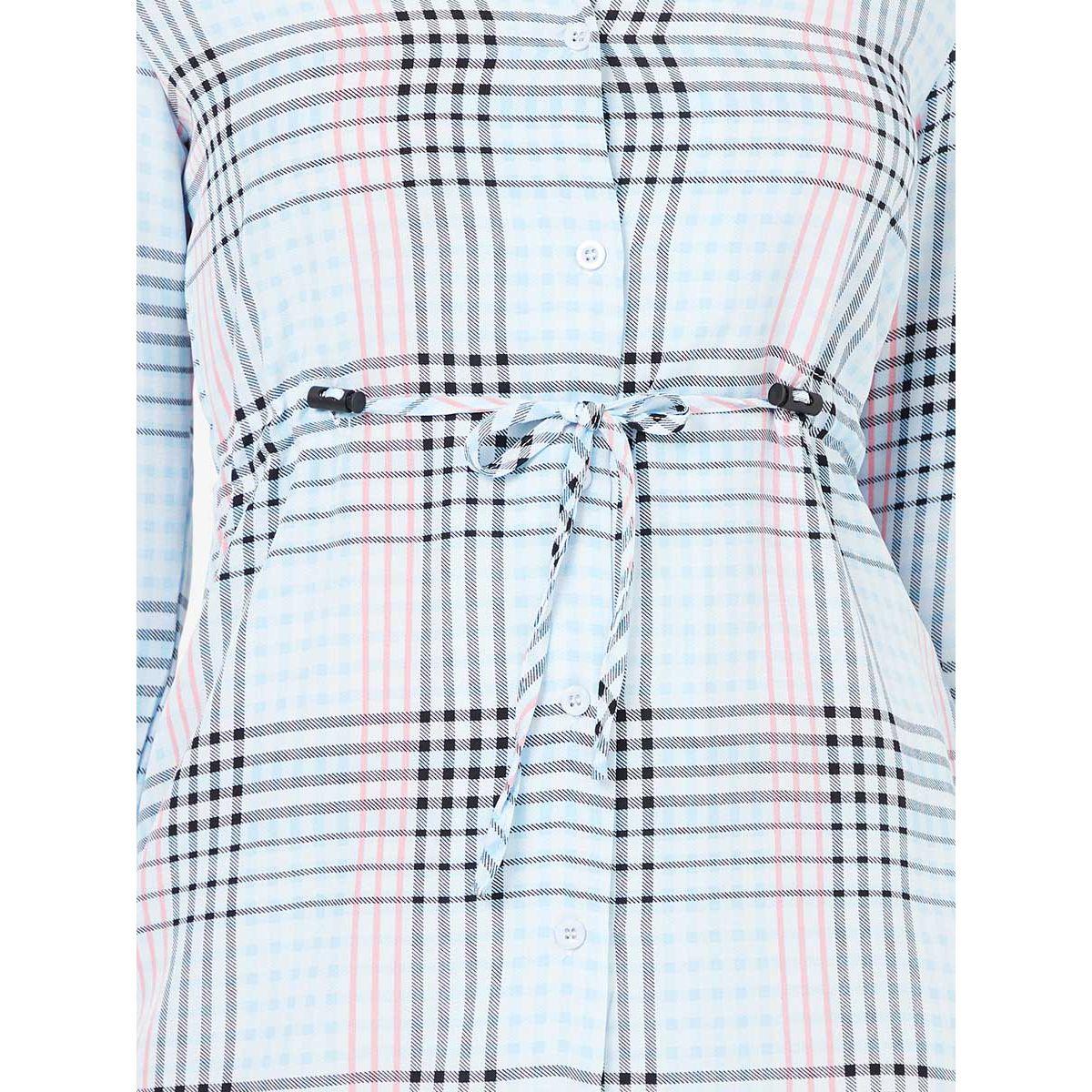 Styli Long Sleeves Collar Neck Checked Print Mini Dress-women-clothing-dresses-image-3