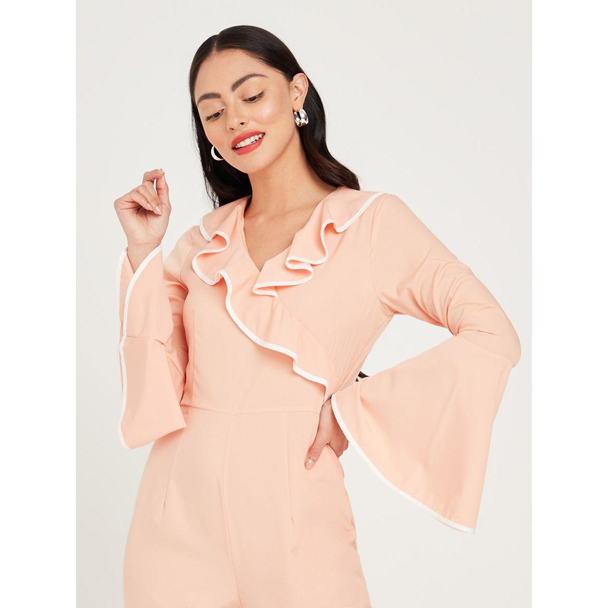 Styli Bell Sleeves Ruffle Detail Flared Leg Jumpsuit-women-clothing-jumpsuits-image-2