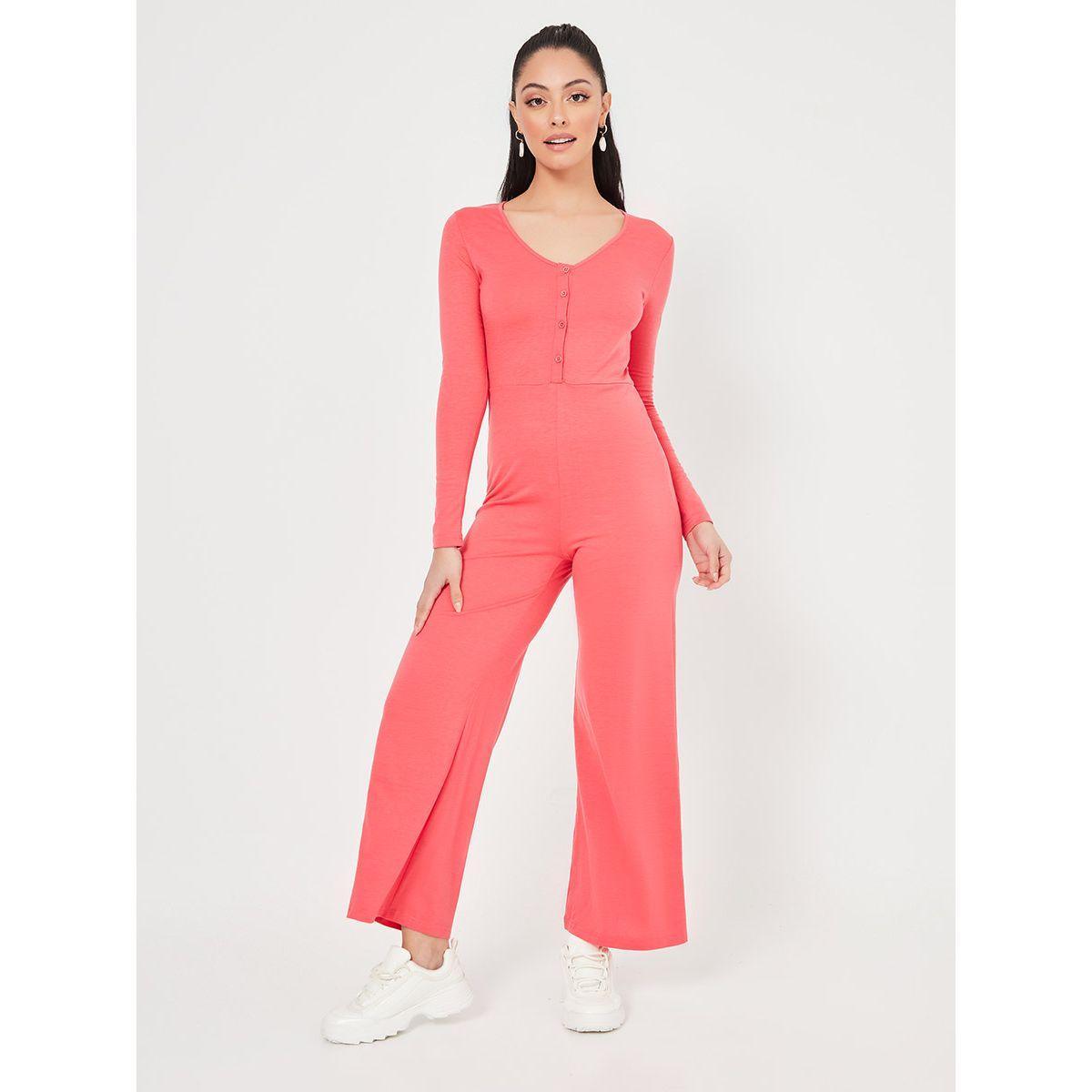 Styli Front Button Closure Long Sleeves Wide Leg Jumpsuit-women-clothing-jumpsuits-image-1