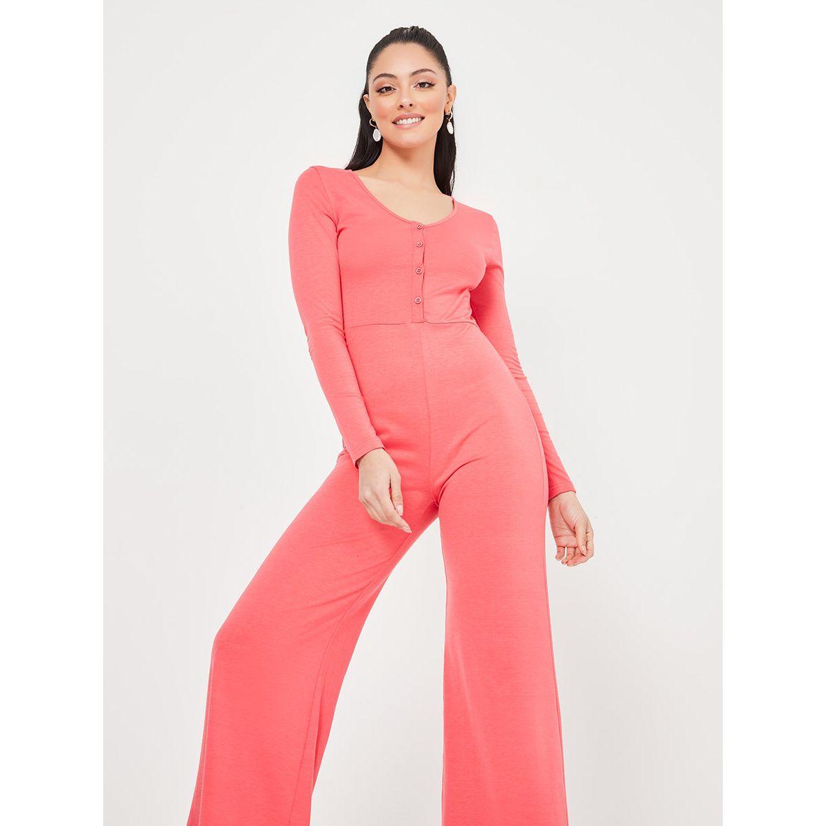 Styli Front Button Closure Long Sleeves Wide Leg Jumpsuit-women-clothing-jumpsuits-image-2