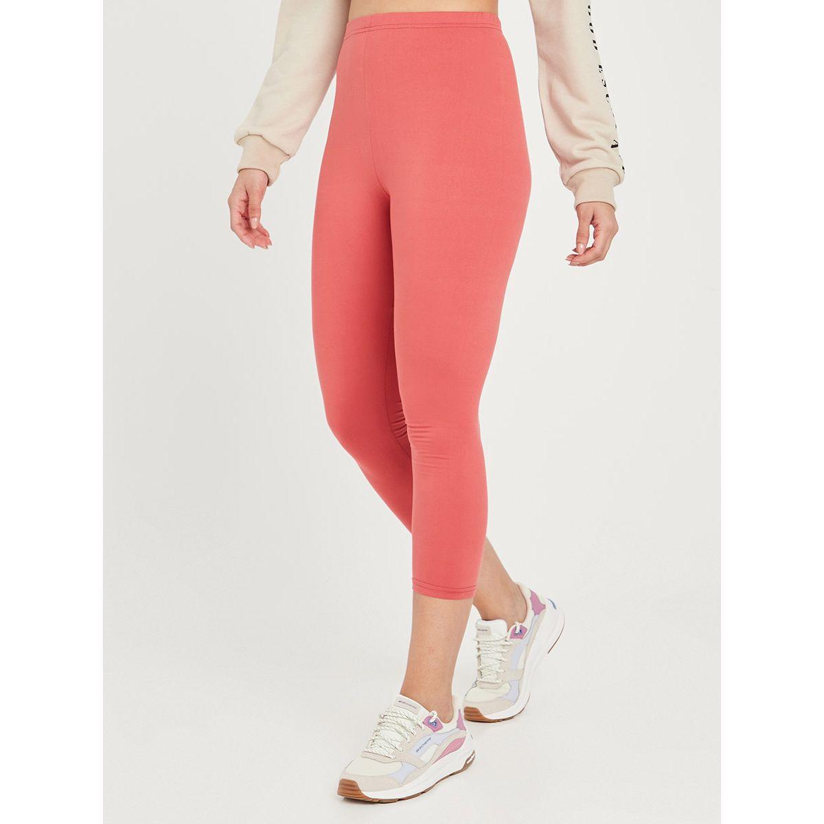 Styli Elastic Waistband Solid 3/4 Leggings-women-clothing-bottoms-leggings-image-1
