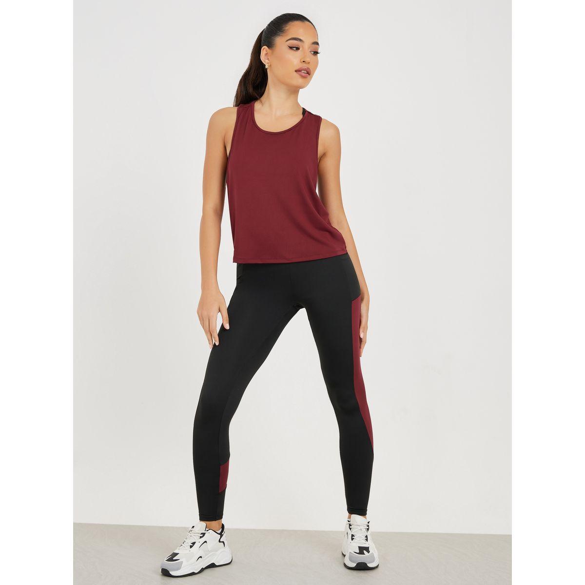 Styli Active Pack of 3 - Colorblock Sports Bra, Vest & Leggings-sports-women-clothing-trackpantsandtracksuits-image-2