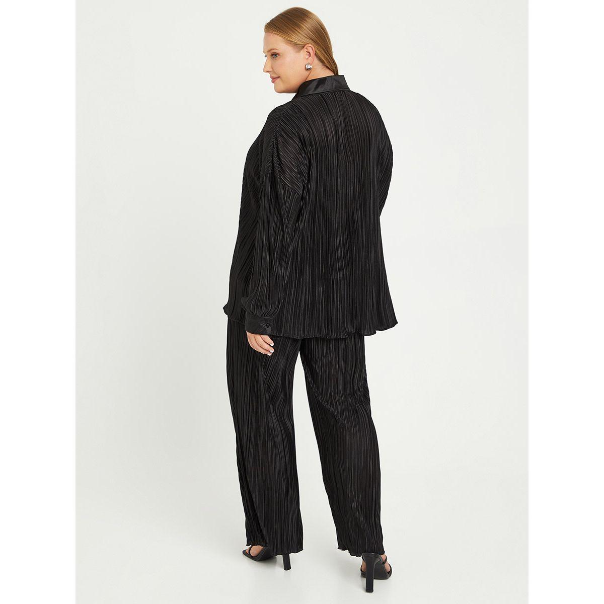 Styli Plus Oversized Plisse Shirt and Wide Leg Trouser Co-Ord Set-women-clothing-coordsets-image-5