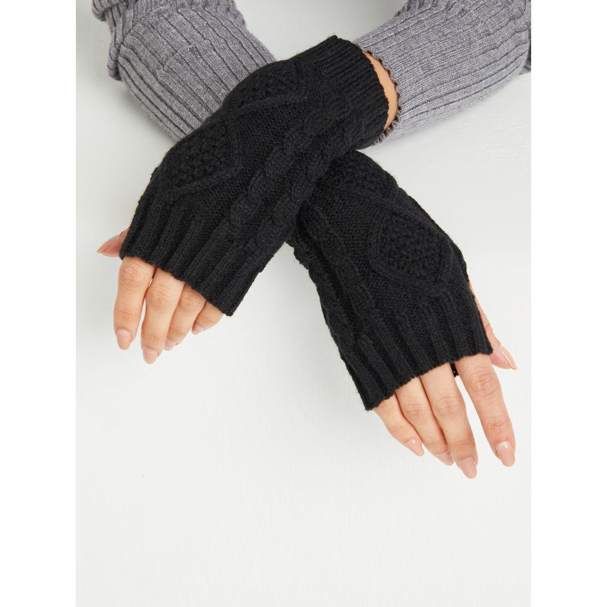 Styli Knitted Gloves with Thumbhole Insert-women-winterwear-gloves-image-2