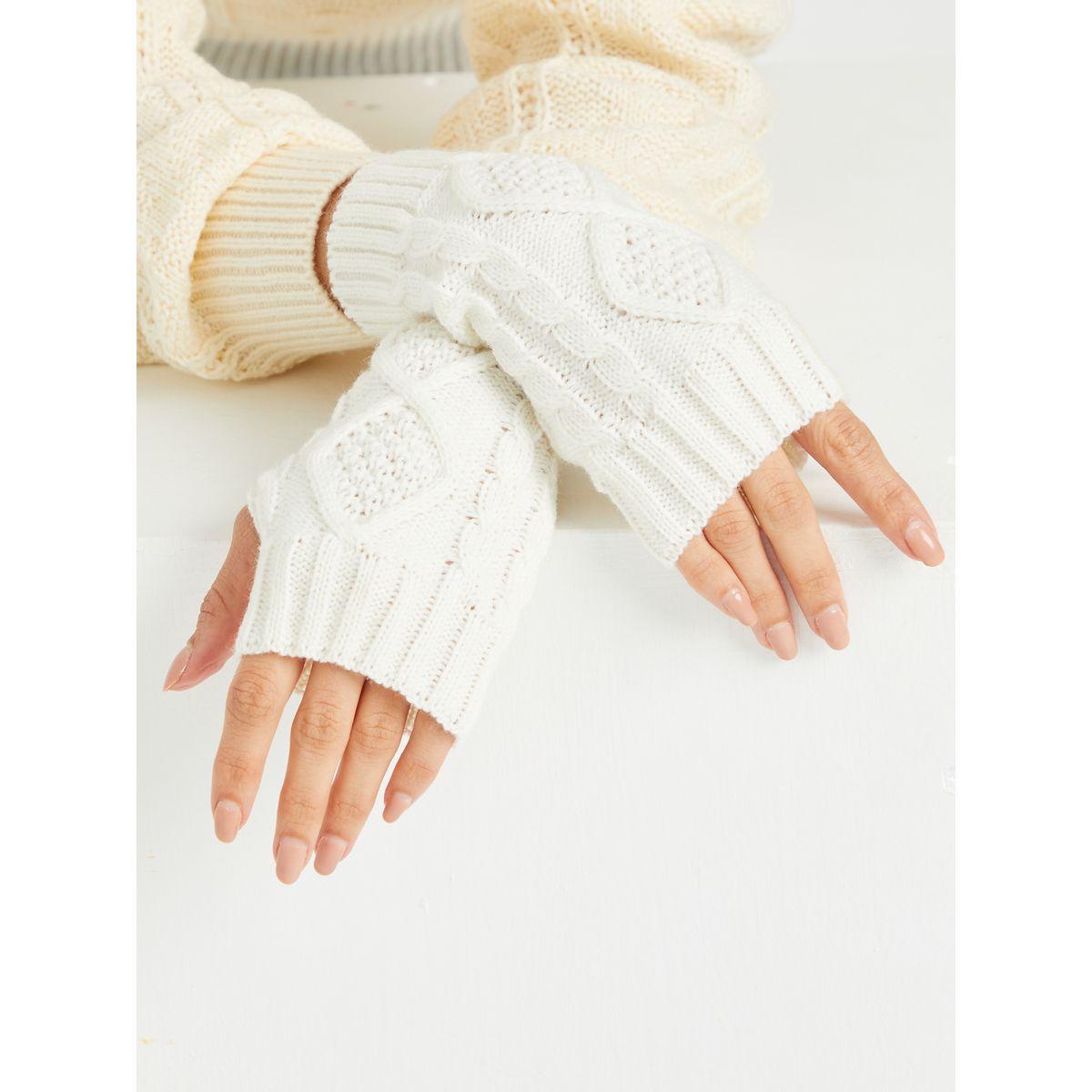 Styli Knitted Gloves with Thumbhole Insert-women-winterwear-gloves-image-2