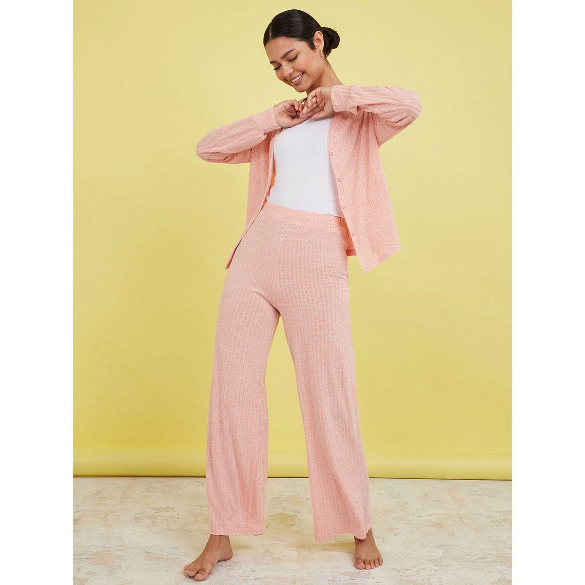 Styli Brushed Melange Wide Rib Cardigan and Trouser Lounge Set-women-clothing-coordsets-image-1