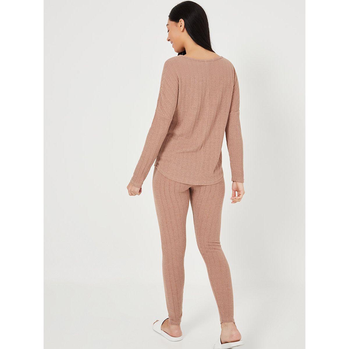 Styli Knitted Rib V Neck Slouch Top and Leggings Set-women-clothing-coordsets-image-5