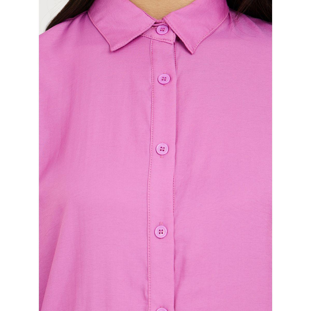Styli 3/4 Sleeves Button Closure Shirt Mini Dress-women-clothing-dresses-image-3