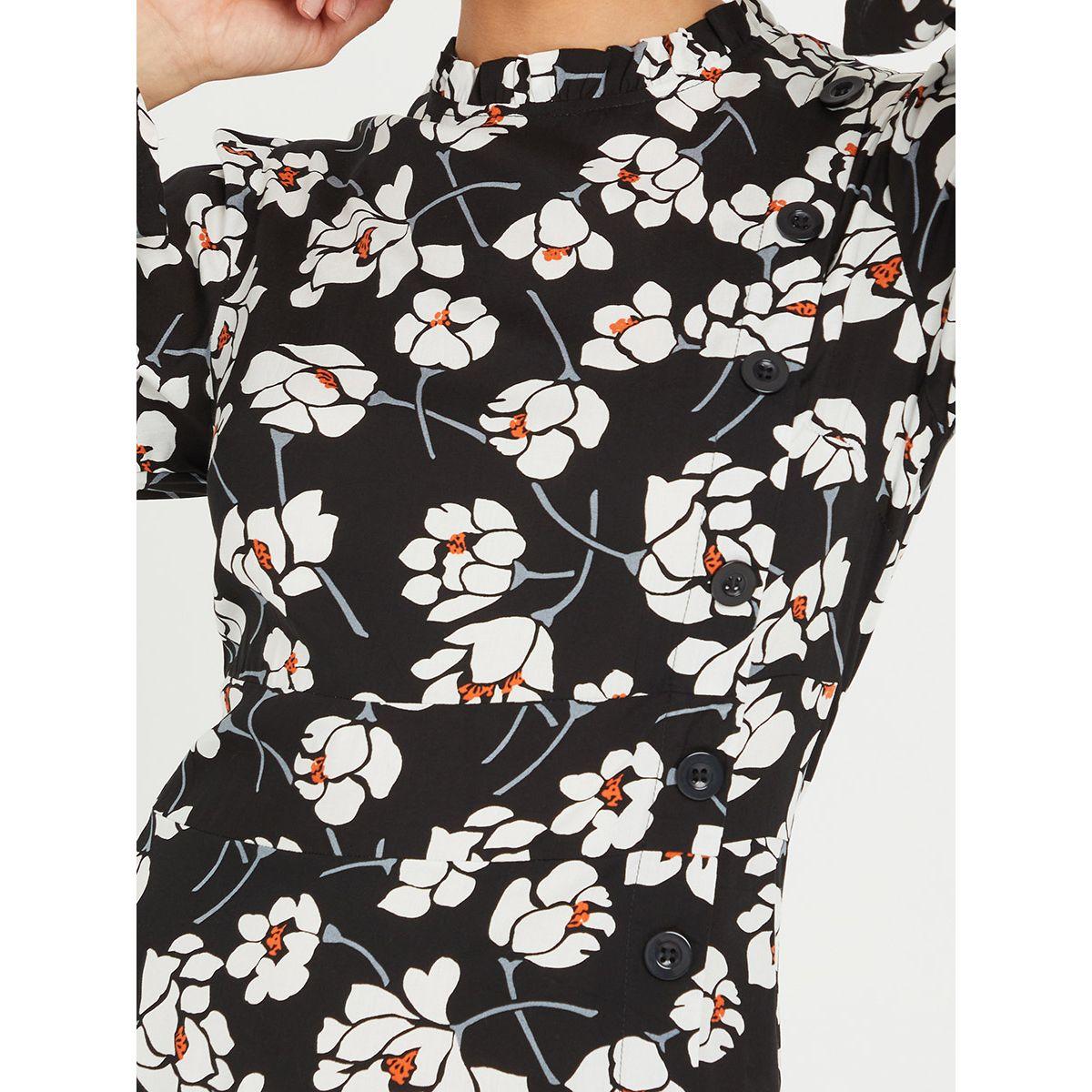 Styli Long Sleeves Floral Print High Neck Sheath Mini Dress-women-clothing-dresses-image-3
